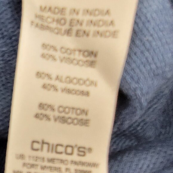 Chicos Matching Set Womens Medium Blue Zip Cotton Stretch Pockets Jacket pants - Picture 12 of 15